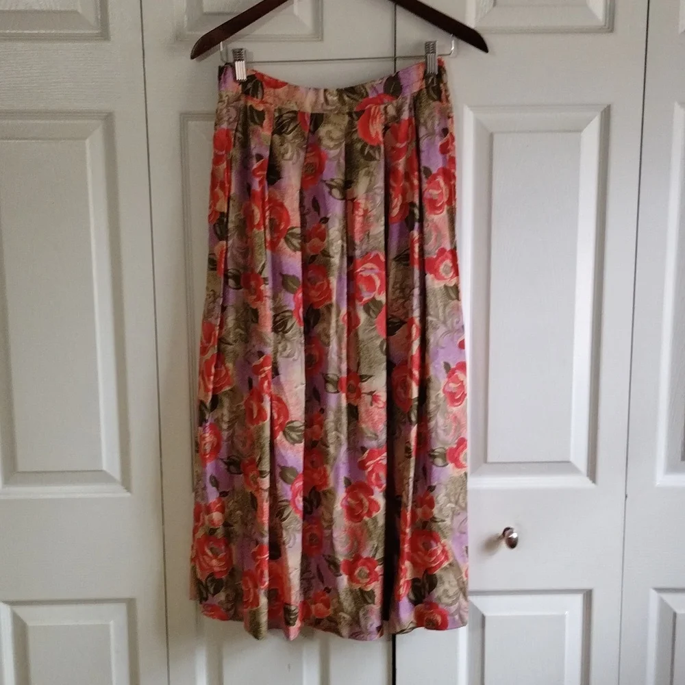 Vintage floral pleated maxi skirt Pendalton size 8 festival - Picture 9 of 11